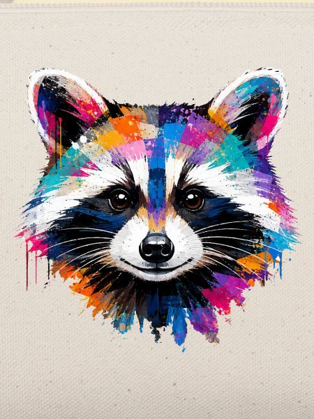 Bunter Waschbär mit Farbklecksen