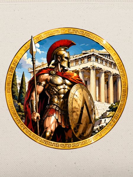 Spartanischer Krieger vor Tempel