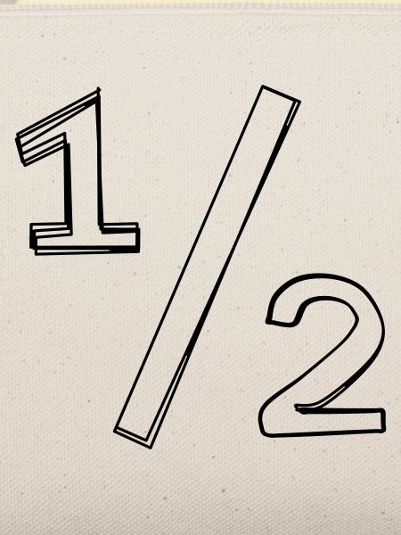 Bruchzahl ½ handgezeichnet