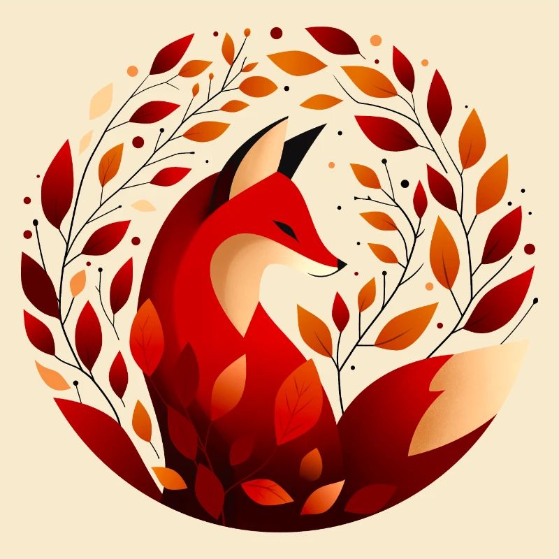 Fuchs und Herbstblätter