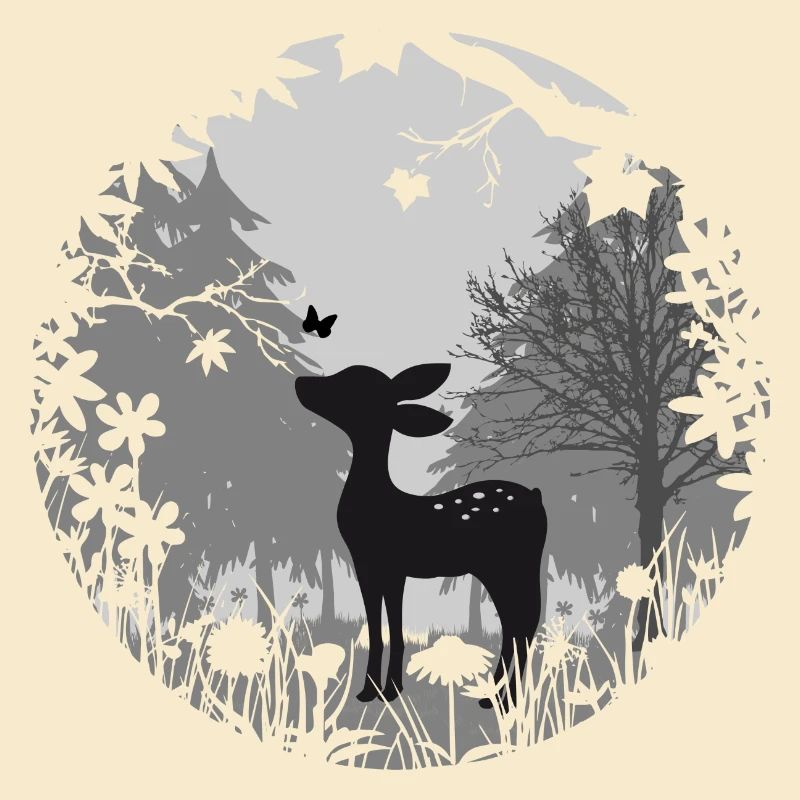 Fawn with butterfly