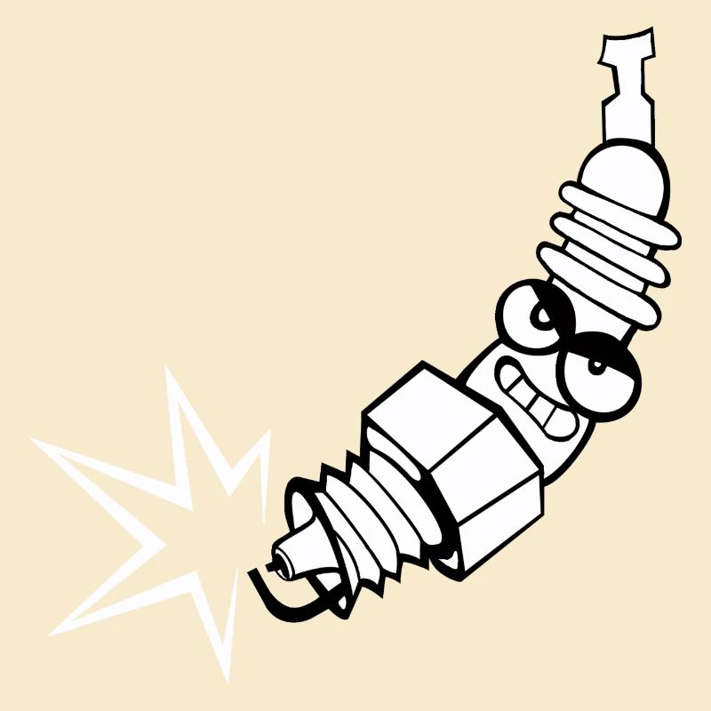 Spark plug comic with face