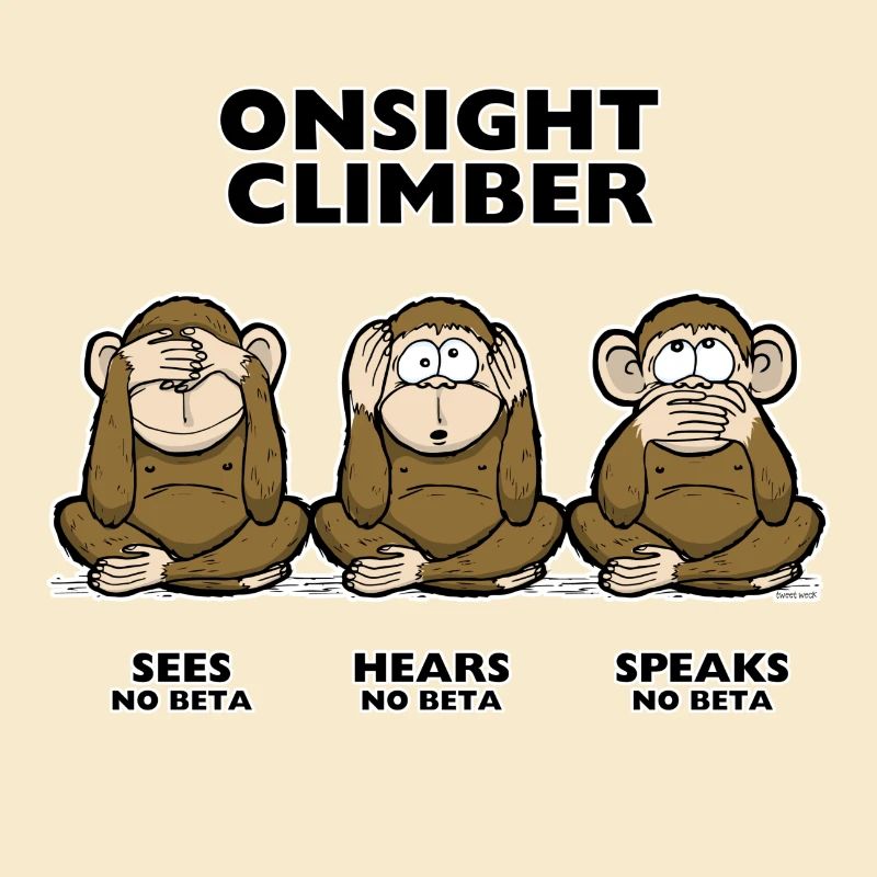 On Sight climber three wise monkey climbing t-shirt