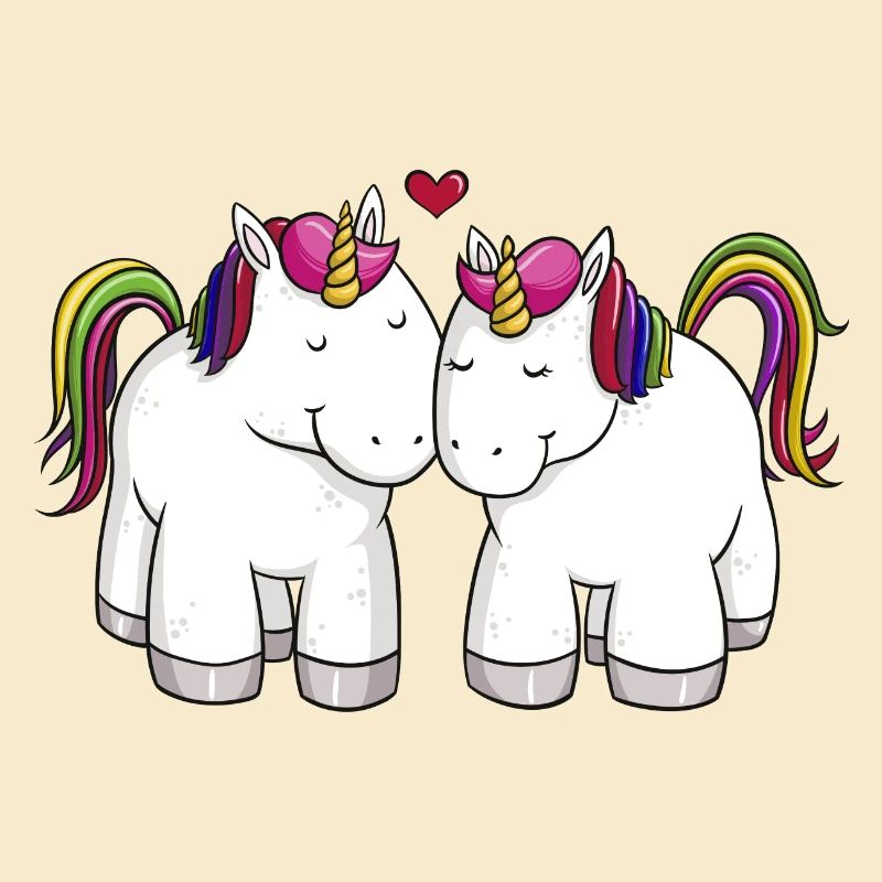 Liebende Comic Einhörner Regenbogen
