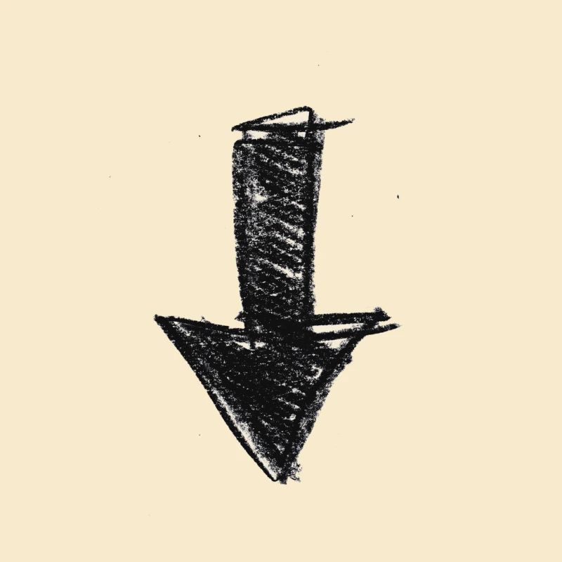 Flèche peint vers le bas idée de cadeau Scribble