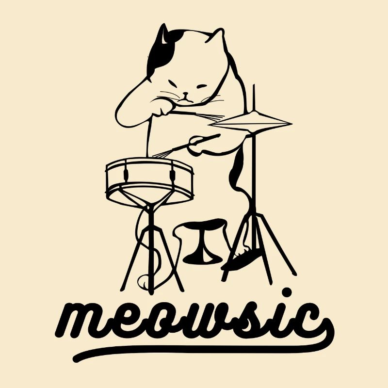 Meowsic Drummer Cat Musik Spruch Geschenk Idee