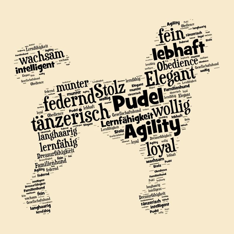 Pudel Charaktershirt Wordcloud