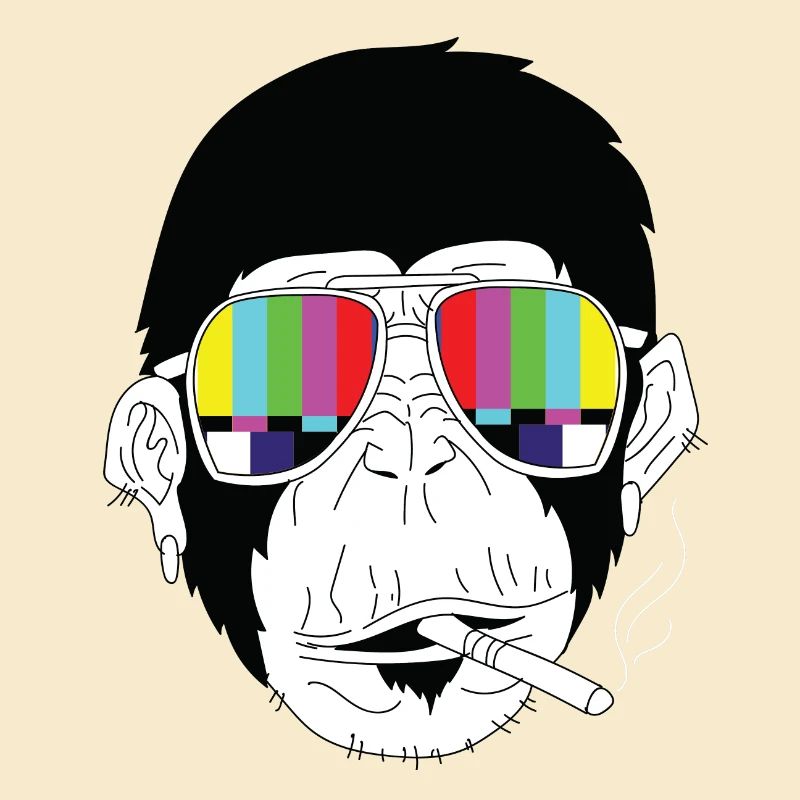 Affe - Gorilla - Zigarette - Sonnenbrille