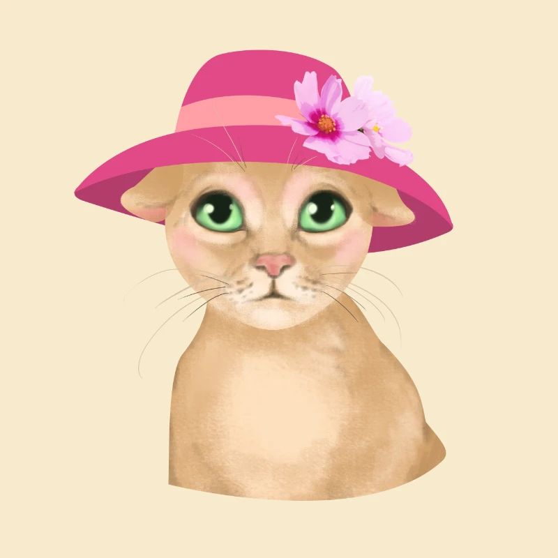 Chat avec chapeau et fleur