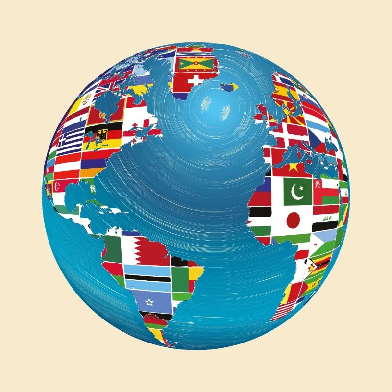 World map globe earth globe country flags continents