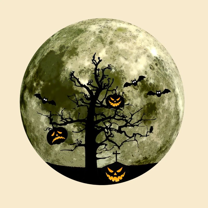 Scary evil shadow pumpkin tree moon bat