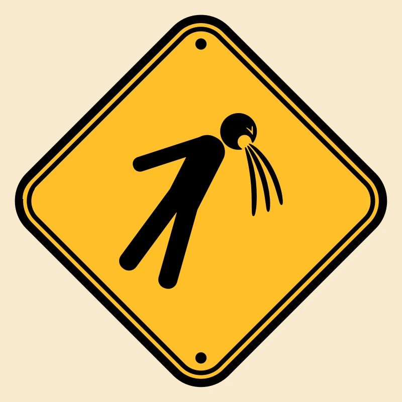 shield caution note vomit vomit