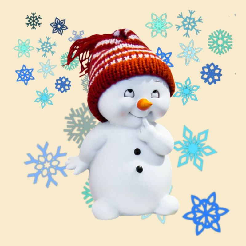 Schneemann mit Schneeflocken