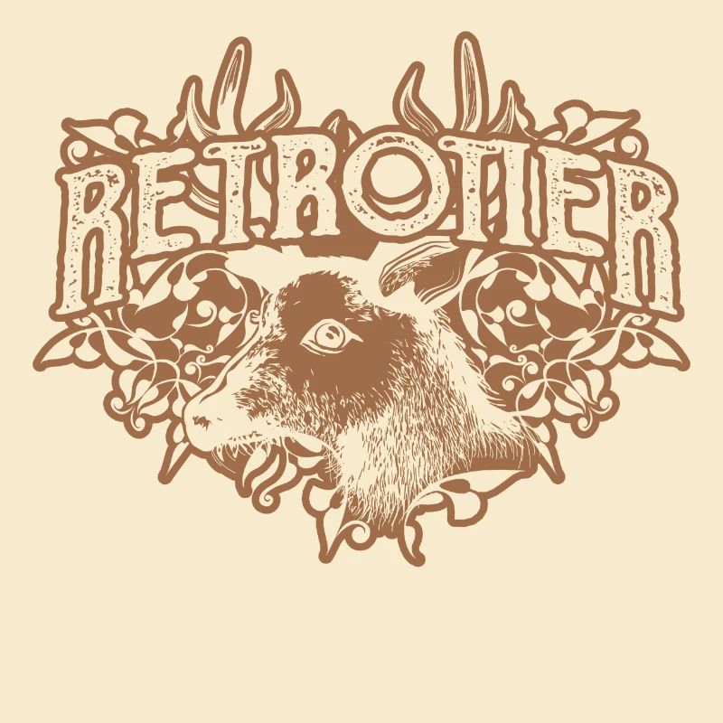 Retro reindeer moose deer stag head antler