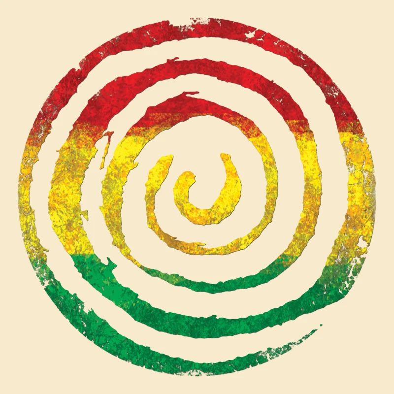 Rasterized Zen spiral in rasta color scheme