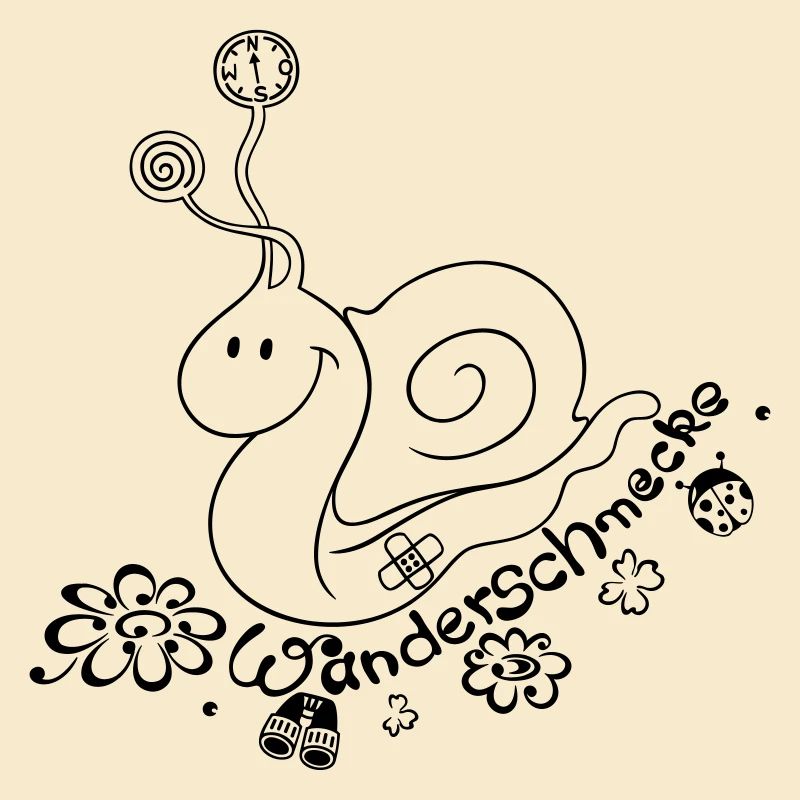Snail with compass, binoculars, ladybird