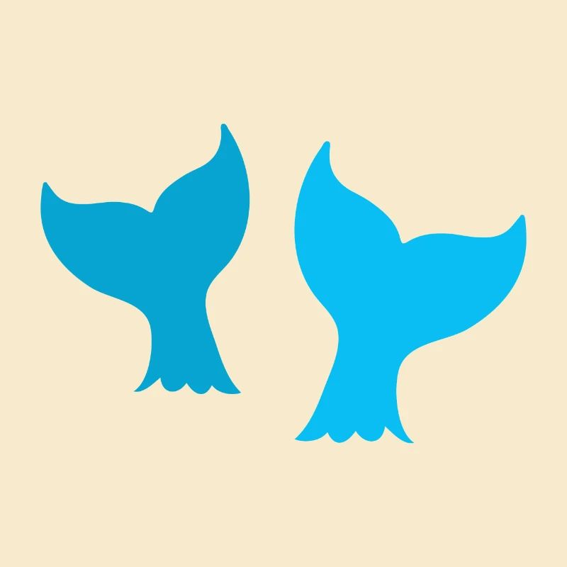 zwei Wal Delfin oder Meerjungfrau Schwänze