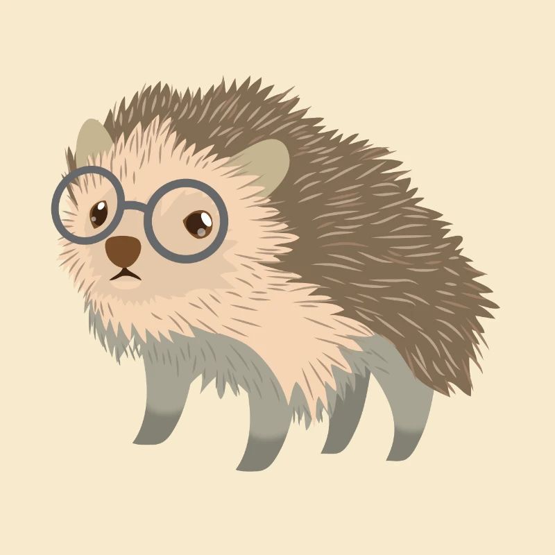 mignon petit hérisson geek dans des verres