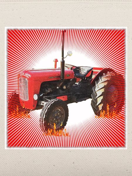 Roter Traktor mit Strahlendes Muster