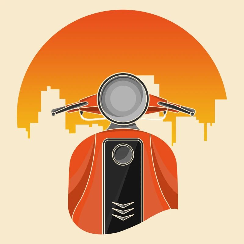 Moped mit Häuser