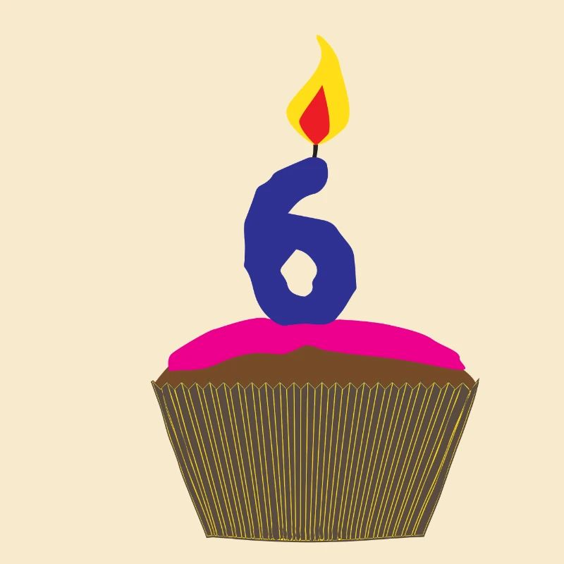 Cupcake mit Kerze Nummer 6
