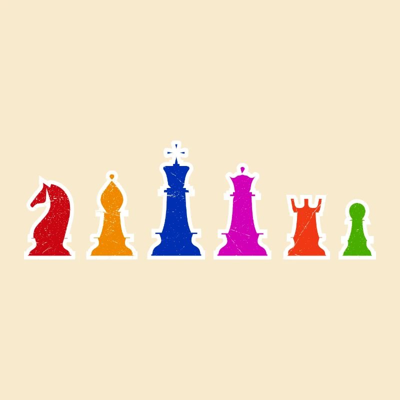 Pièces d'échecs Idée cadeau de joueurs d'échecs colorés