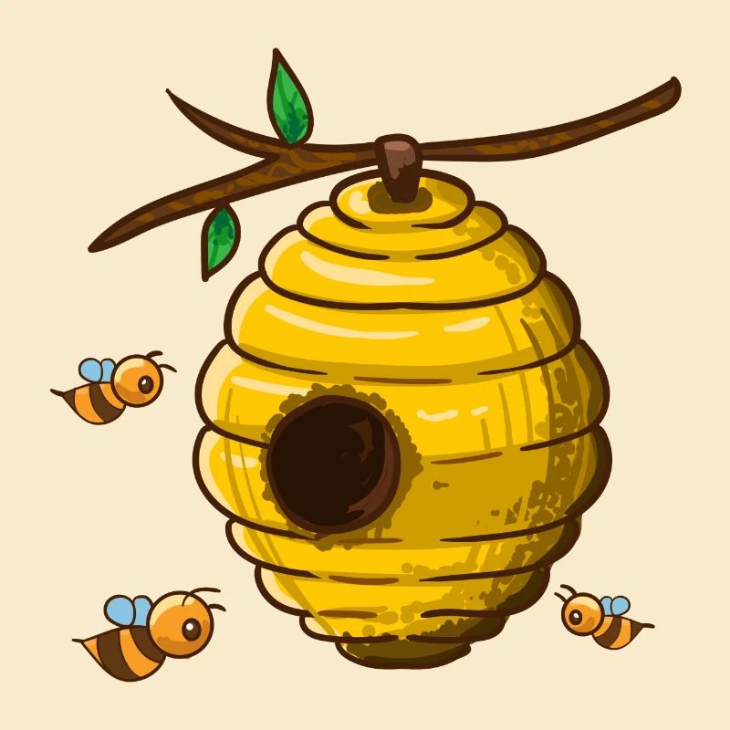 Bees around the hive