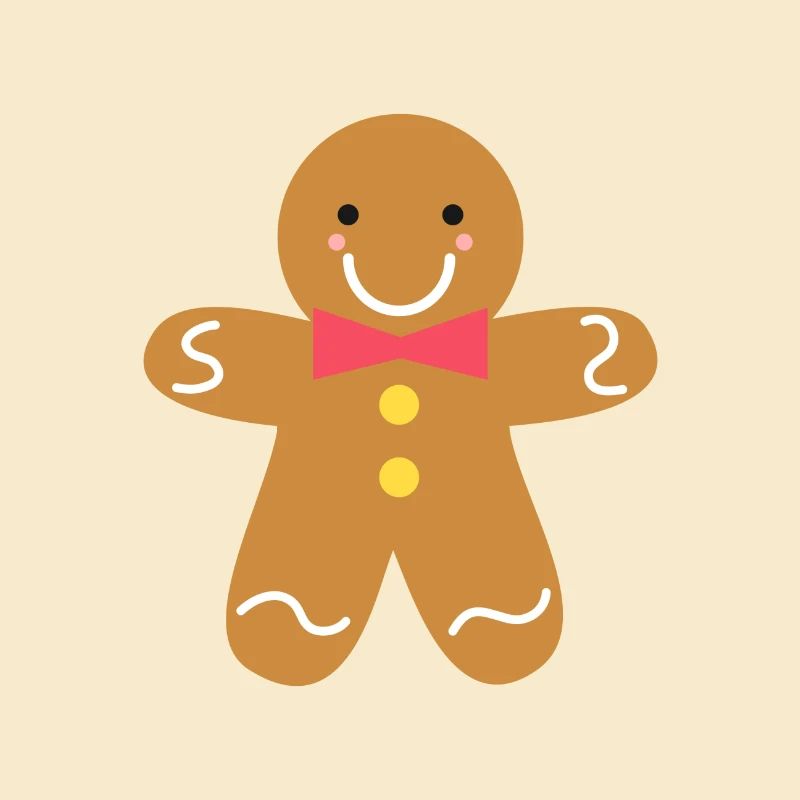 Cute Gingerbread Man Cookie With Red Bow