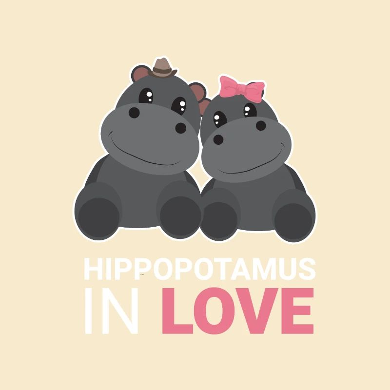 Hippopotamus In Love Couples Partner Look Gift