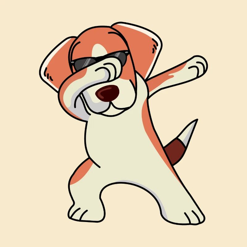 Beagle Dabbing Dancing Funny with sunglasses