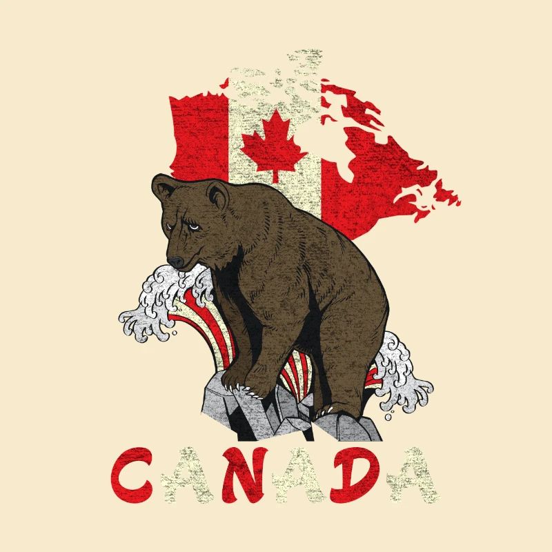 Canada bear design with map and flag