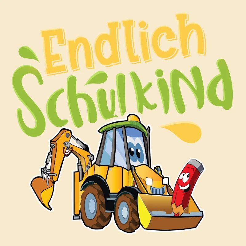 Endlich Schulkind Bagger
