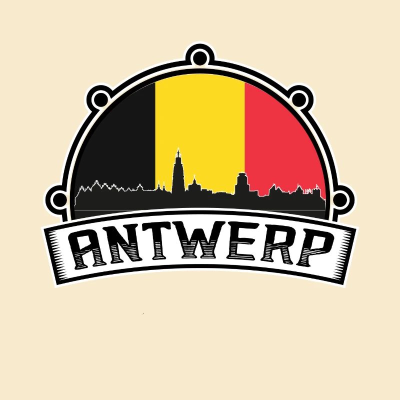 Antwerp Belgium Skyline Souvenir Austrian Flag