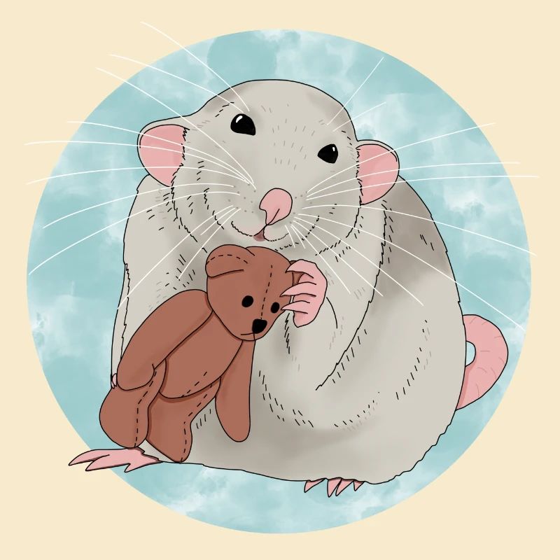 Nette Ratte mit Teddybär