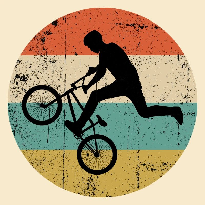 Silhouette de cascade BMX sur rayures rétro