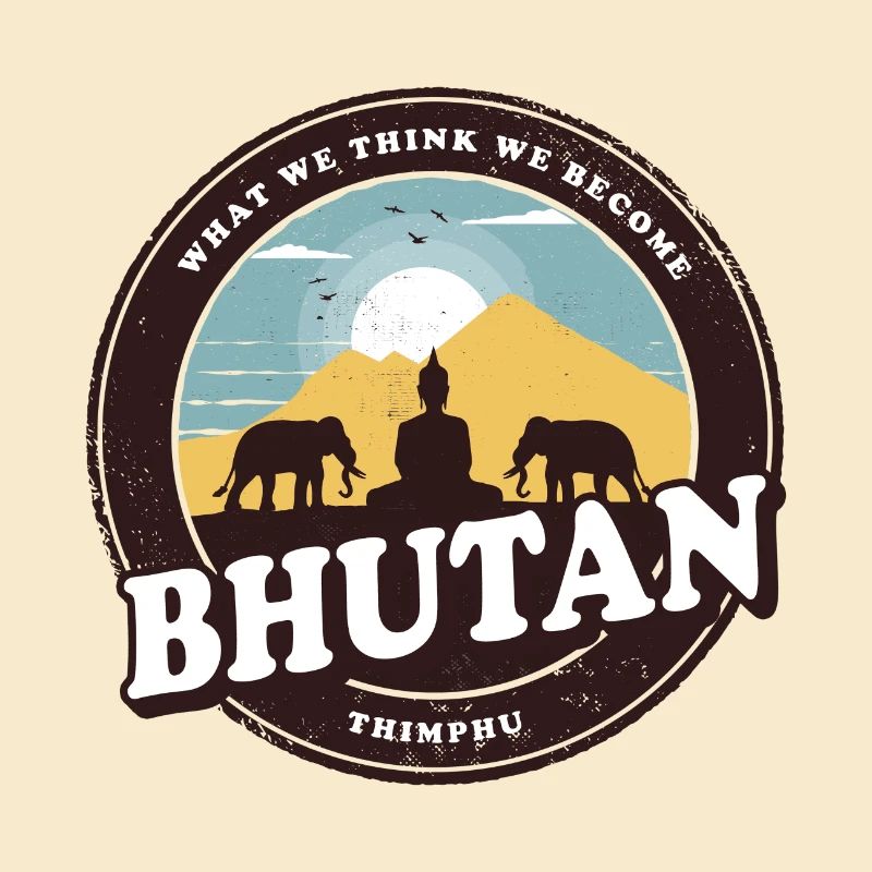Bhutan Buddha Design mit Elefanten / Geschenkidee