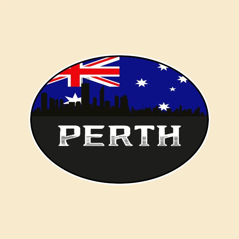 Perth Australie Skyline Silhouette Drapeau australien