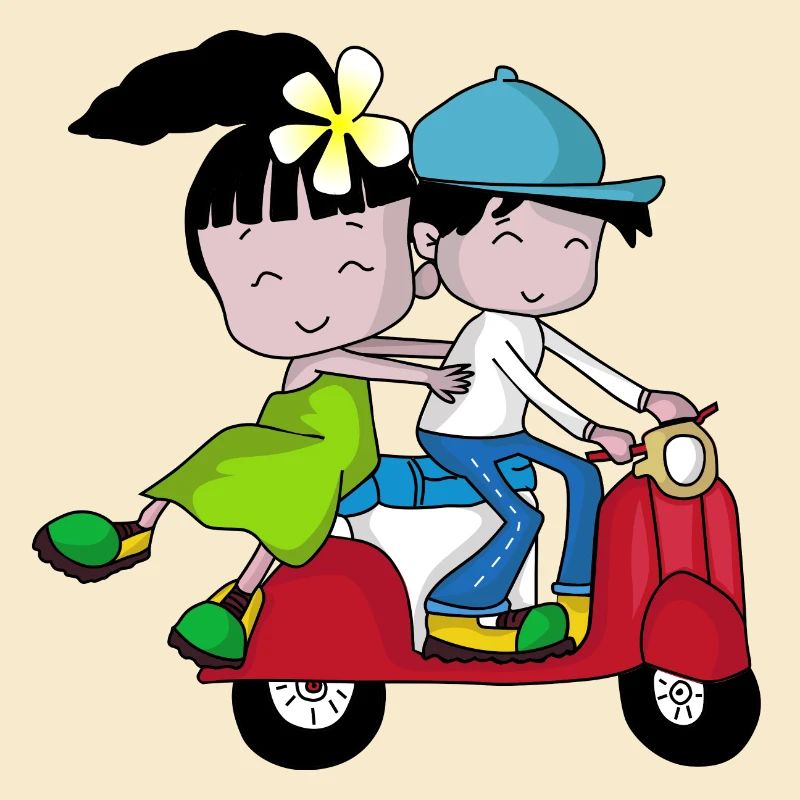 Roller Paar – Reise mit Moped