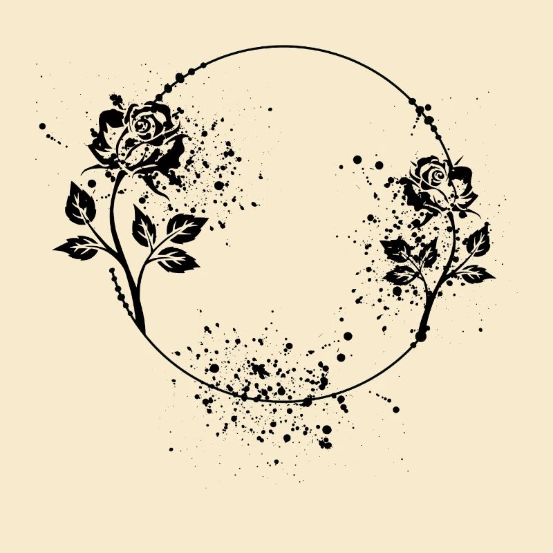 Round rose frame with color spots
