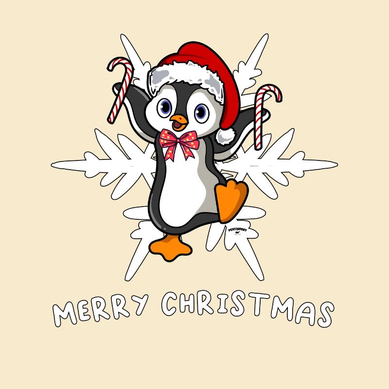 Doux pingouin de Noël avec flocon de glace