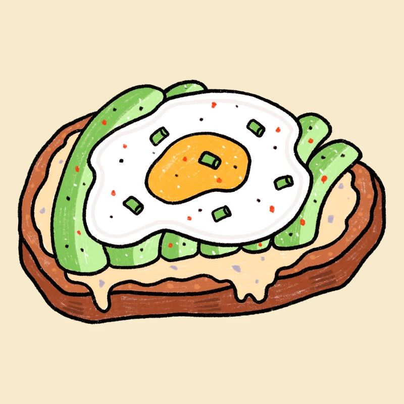 Avocado Fried Egg Bread Snack