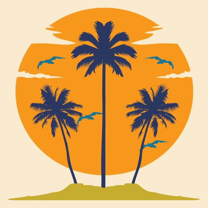 Sunset with palm trees silhouette