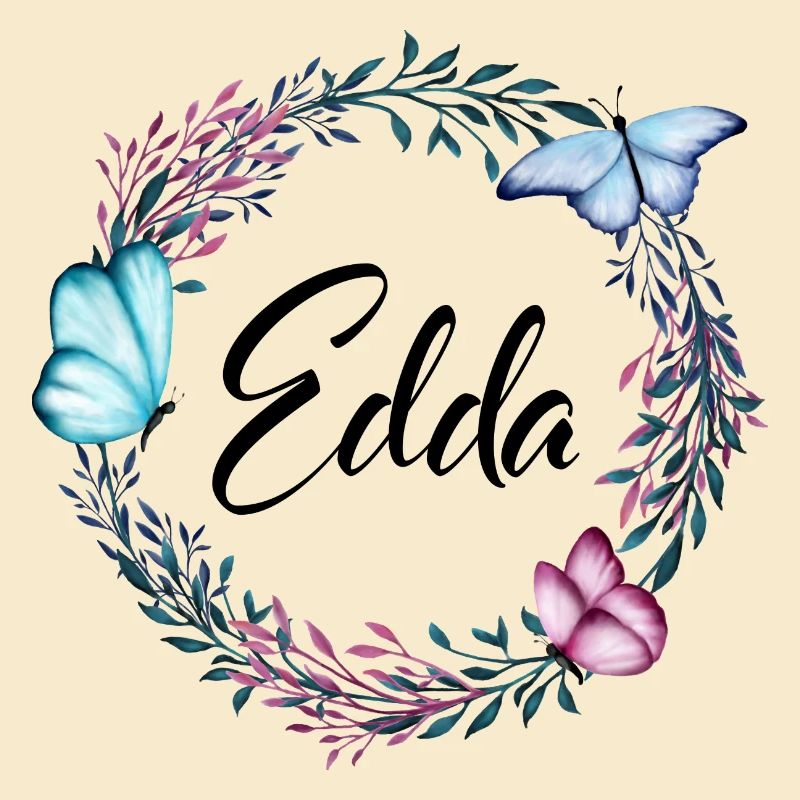 Edda, name, lettering, flower wreath, gift