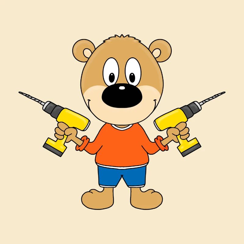 TEDDY - BÄR - HEIMWERKER - HANDWERKER - BOHRER