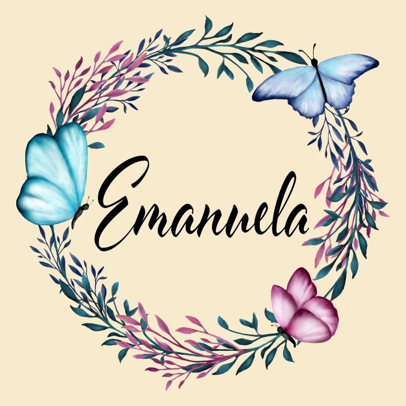 Emanuela, nom, lettrage, couronne de fleurs, cadea
