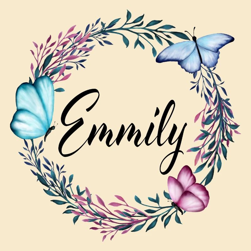 Emmily, nom, lettrage, couronne de fleurs, cadeau