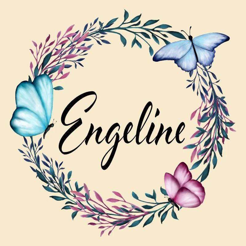 Engeline, nom, lettrage, couronne de fleurs, cadea