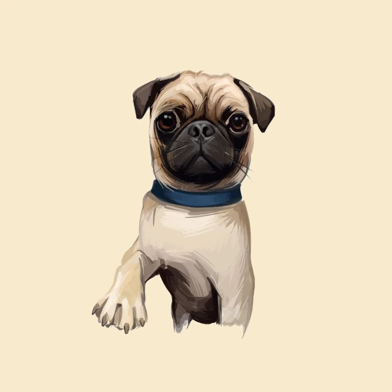 Mops Hund Aquarell Gemälde Illustration