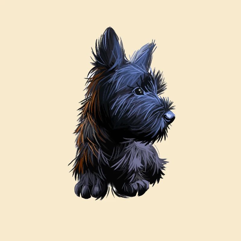 Illustration de l’aquarelle du chien Skye Terrier