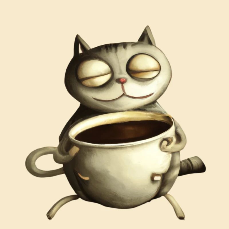 Cat is drinking a coffee